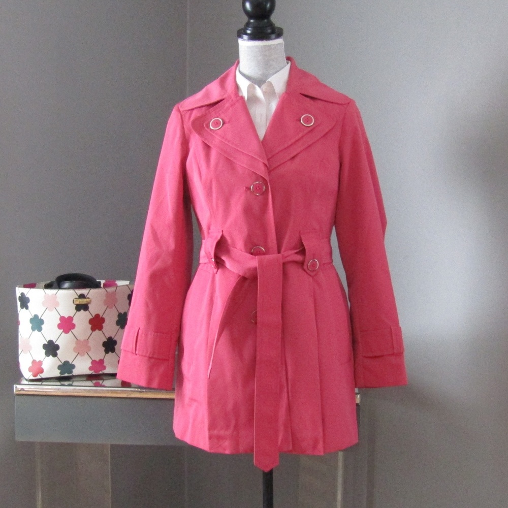 NWOT London Fog Pink Trench Coat Size XS Petite PXS